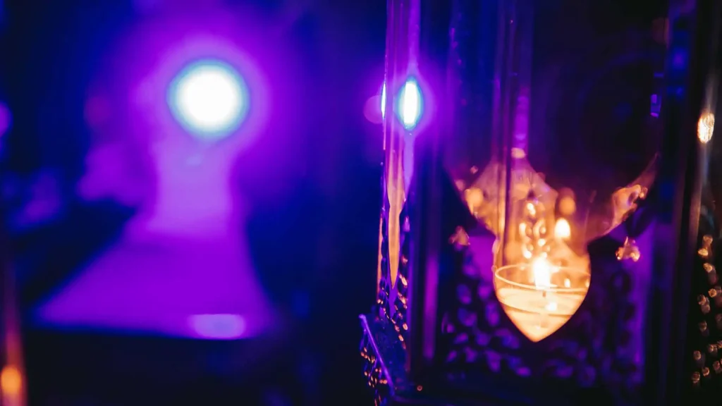 A surprise party venue with neon lighting