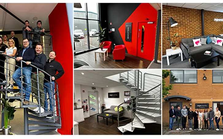 Collage of new MGN office photos indoor and outdoor