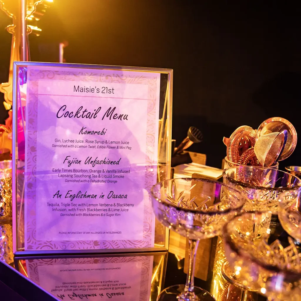 Cocktail menu