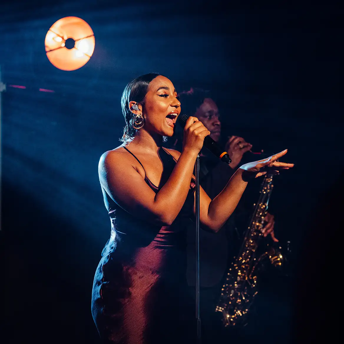 Singer on stage