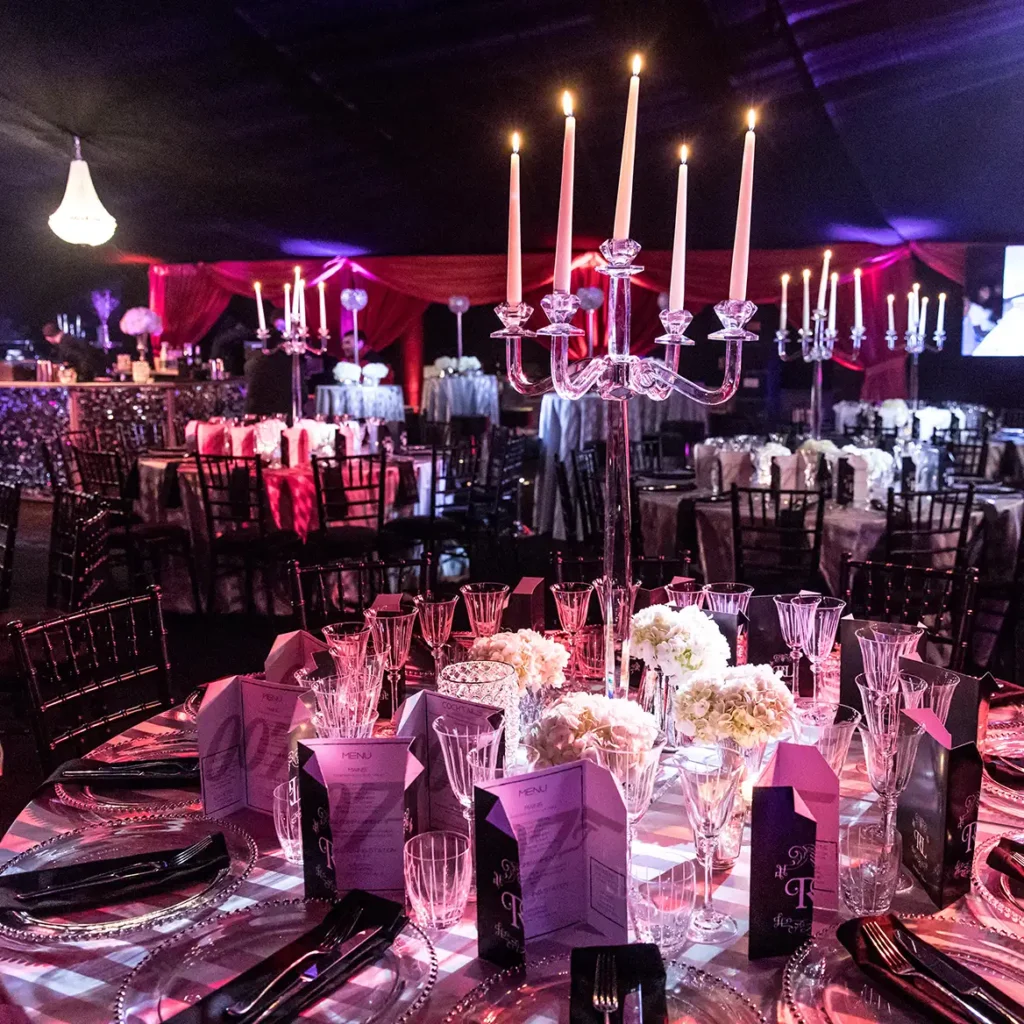Simple and stylish marquee interior for 50th marquee