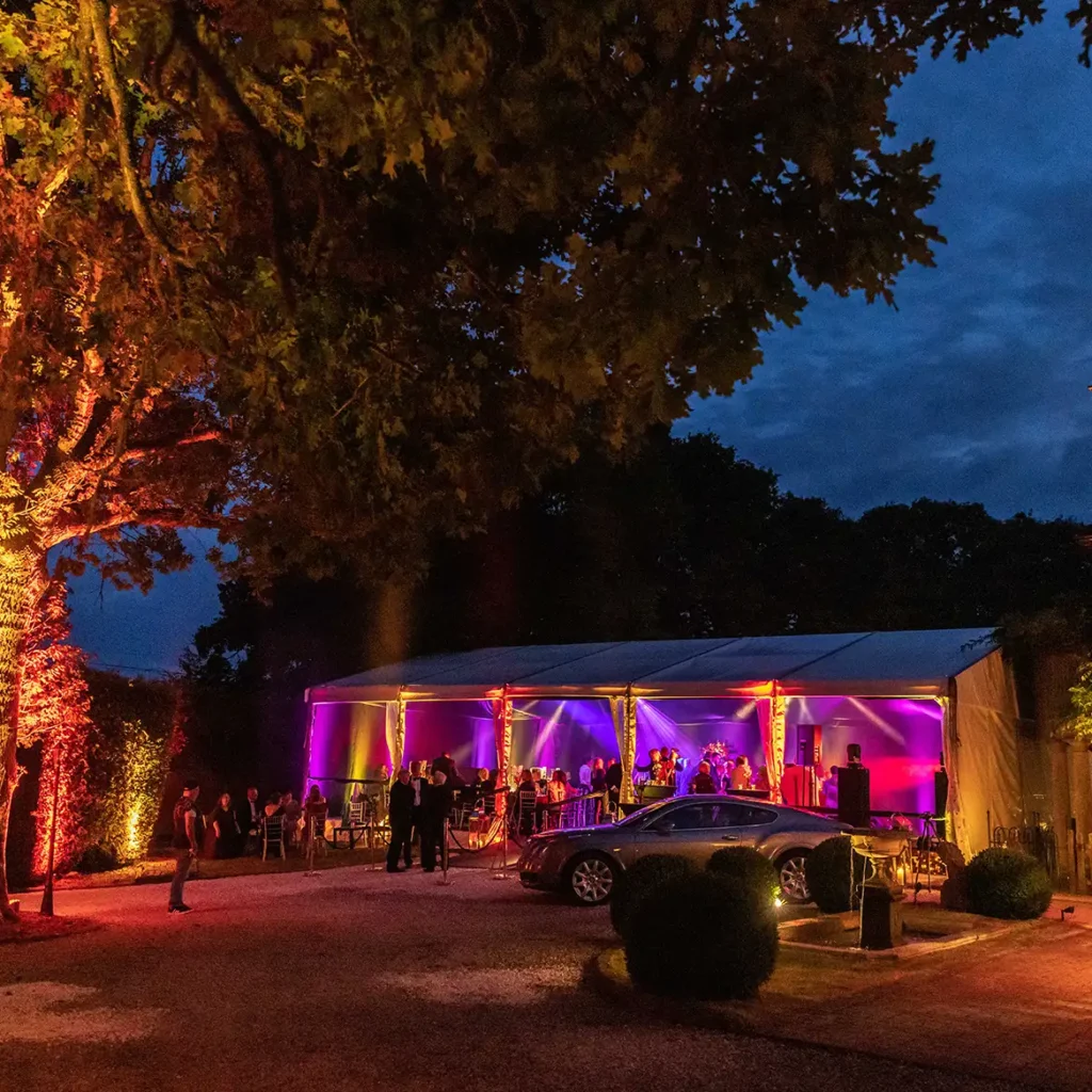 Marquee lighting for evening party