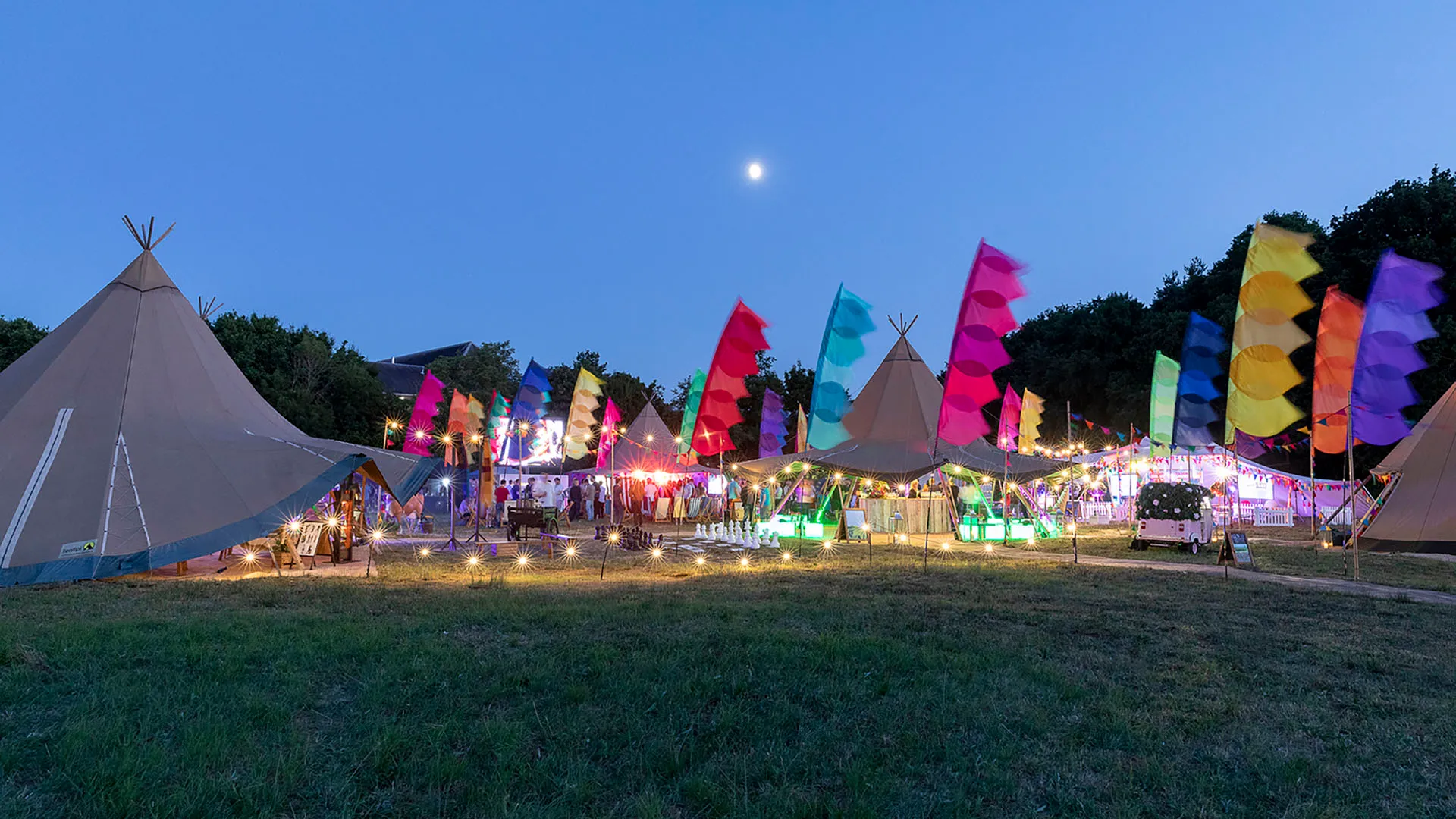 Marquees and decorative elements set up for a corporate summer party