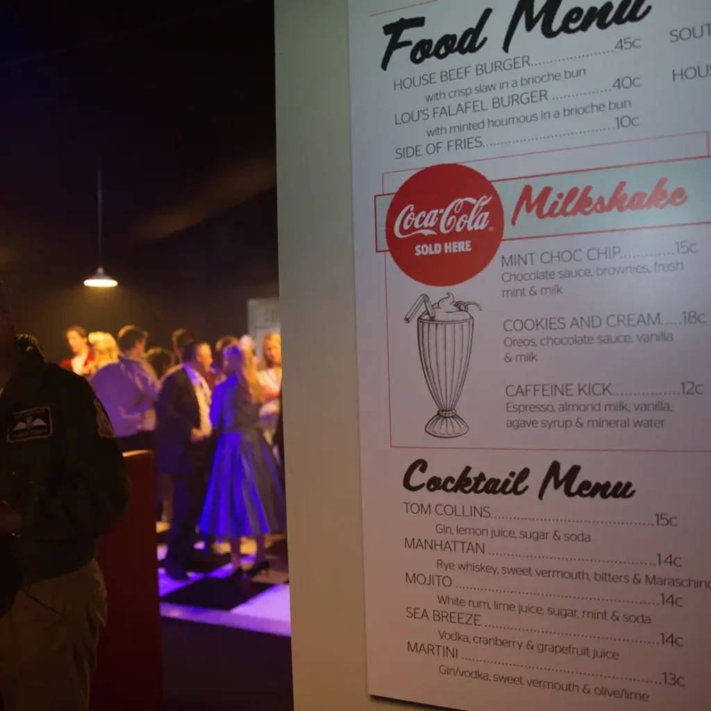1950s wall menu