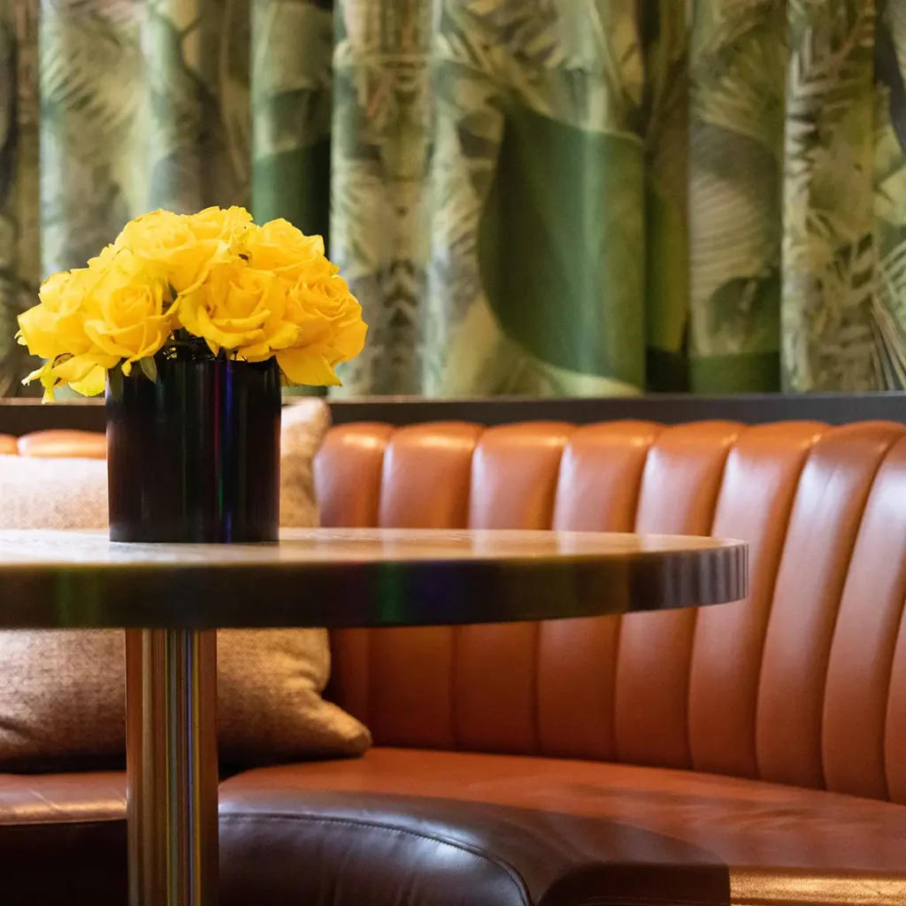 Yellow roses on table
