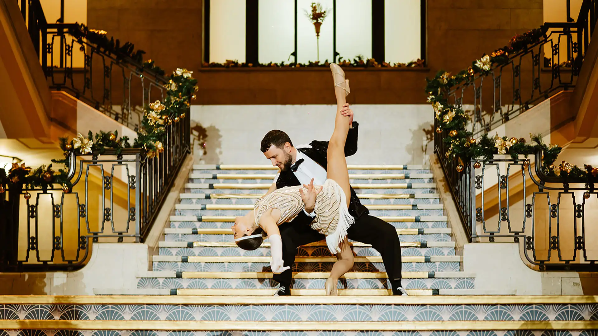 Gatsby dancers on stairs
