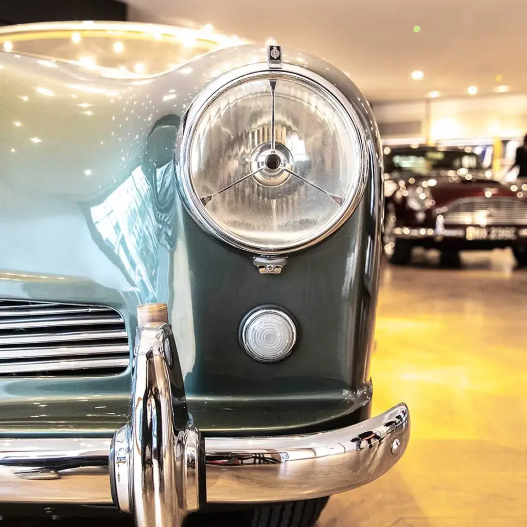 Aston Martin show room with a classic Aston Martin