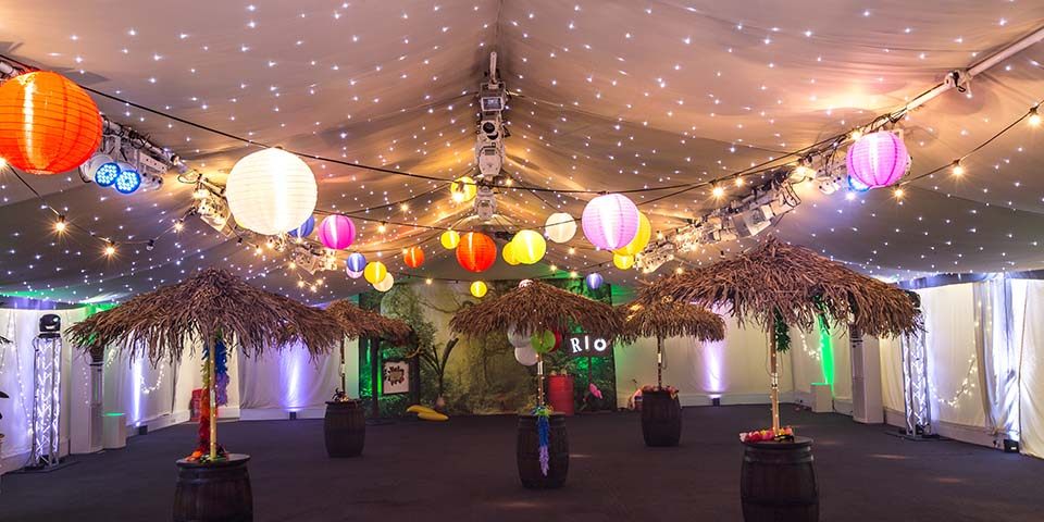 carnival themed marquee decorations by mgn events