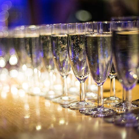 Champagne drinks reception at surprise birthday party in Surrey