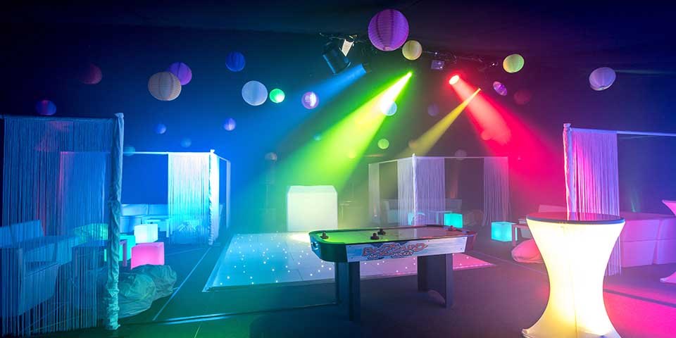 Night club in marquee for 12th birthday party - hosting a party at home