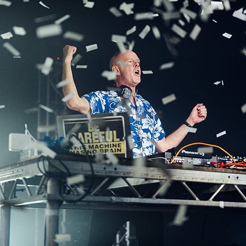 Fatboy slim DJing at our corporate party