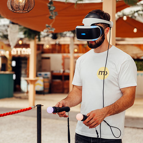 VR headset at a summer Corporate event in London